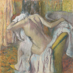reproductie After the bath woman drying herself van Edgar Degas